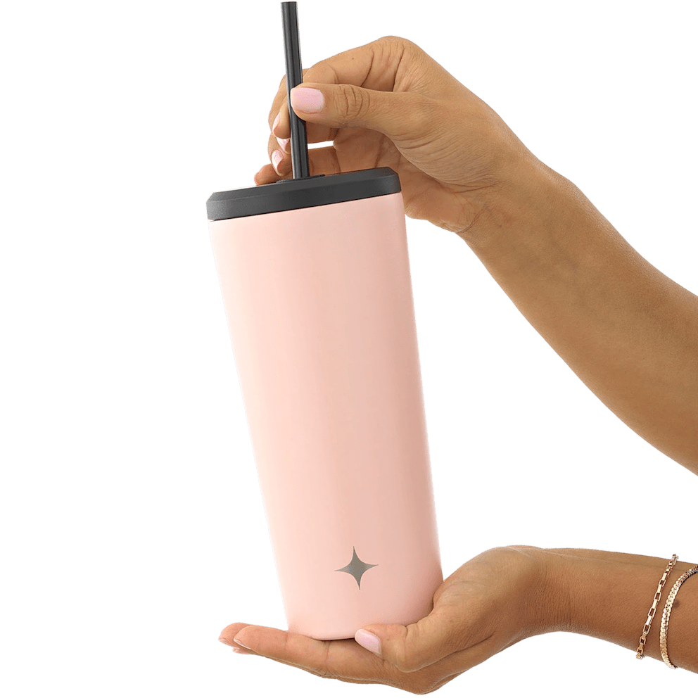 Complete tumbler set with lid and straw included.