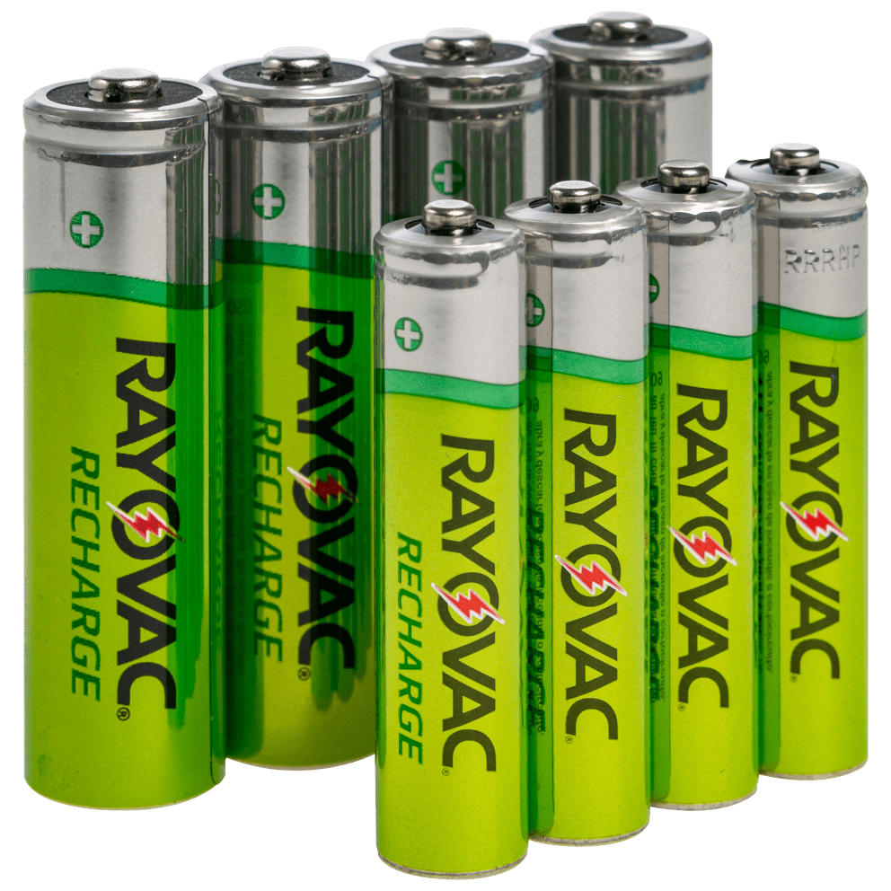 Batteries hold a charge for up to a year and can be recharged up to 1500 times