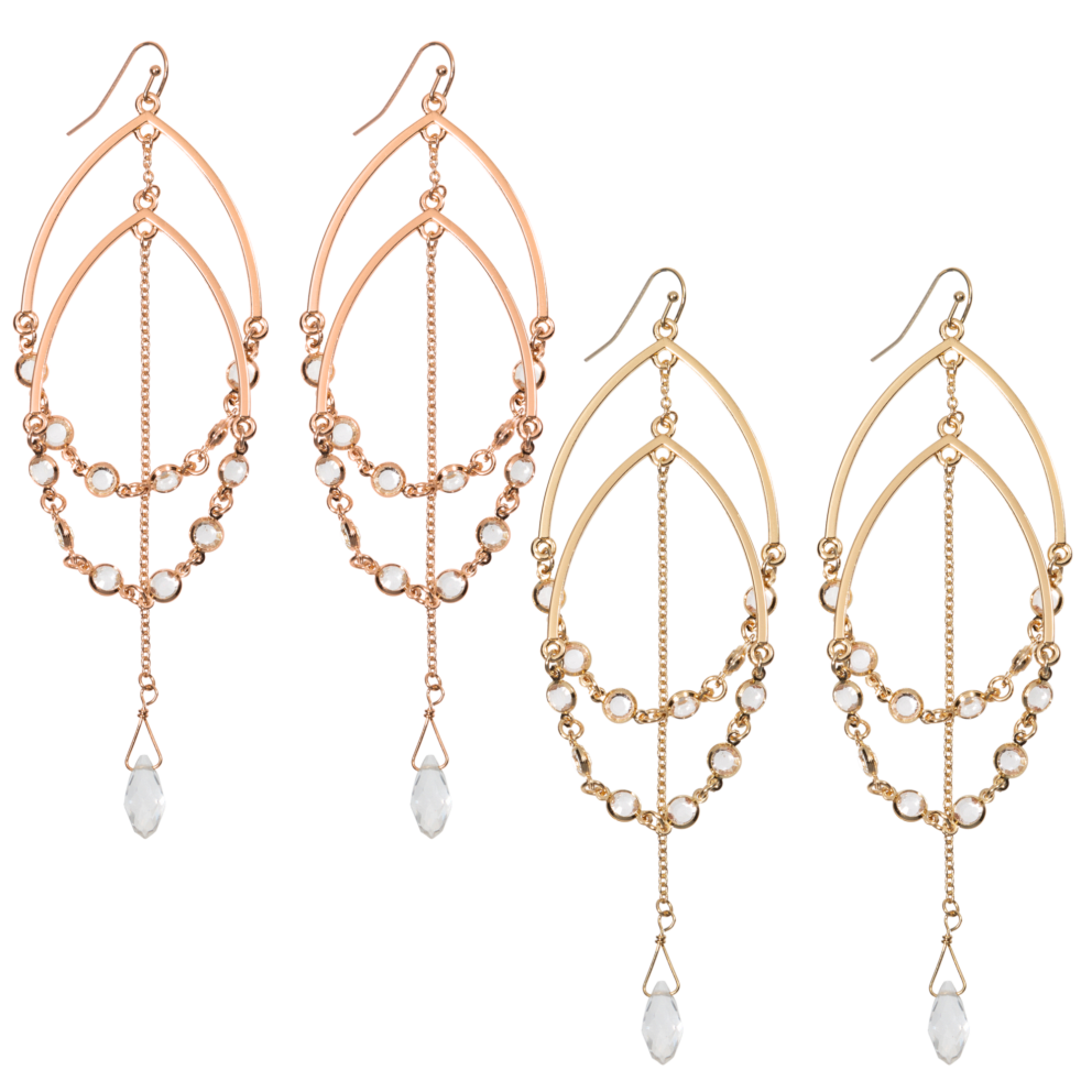 Gold & Rose Gold Double Teardrop Earrings
