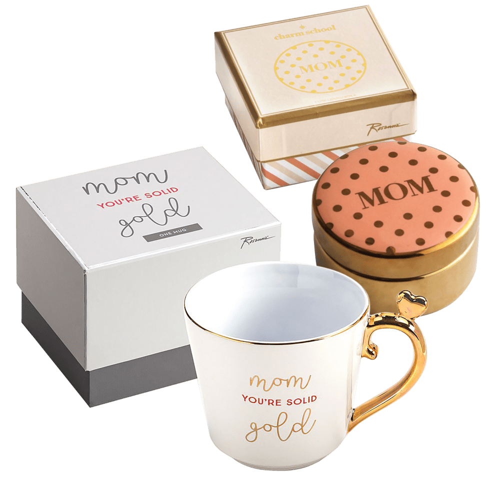 Mom You're Solid Gold Mug + Mom Trinket Box