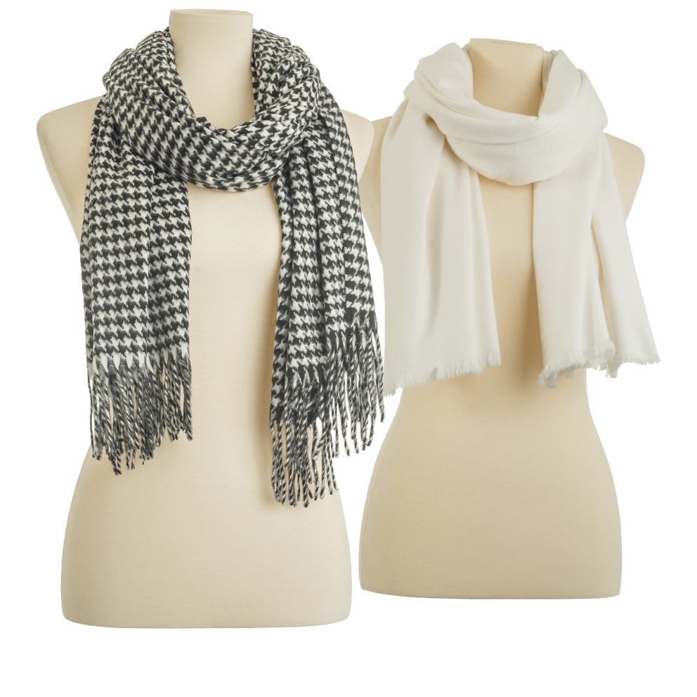Black/White Houndstooth and Solid Ivory