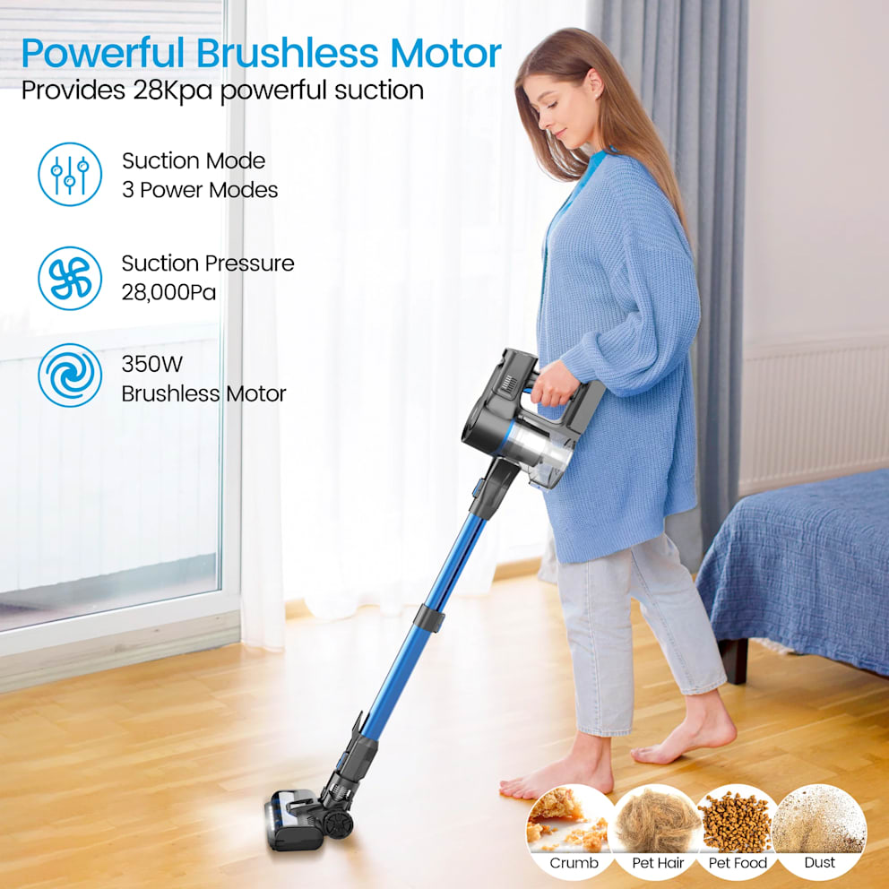 28,000Pa Suction Tackles Crumbs, Pet Hair, Pet Food, and Dust With Ease