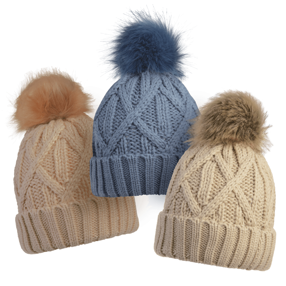 Blush-Blue-Camel - with Pom