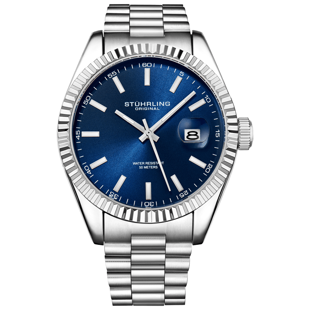 Silver Case with Blue Dial