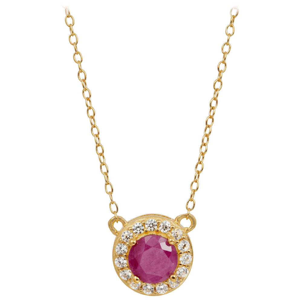 Ruby & White Topaz/18K Gold Over Sterling Silver