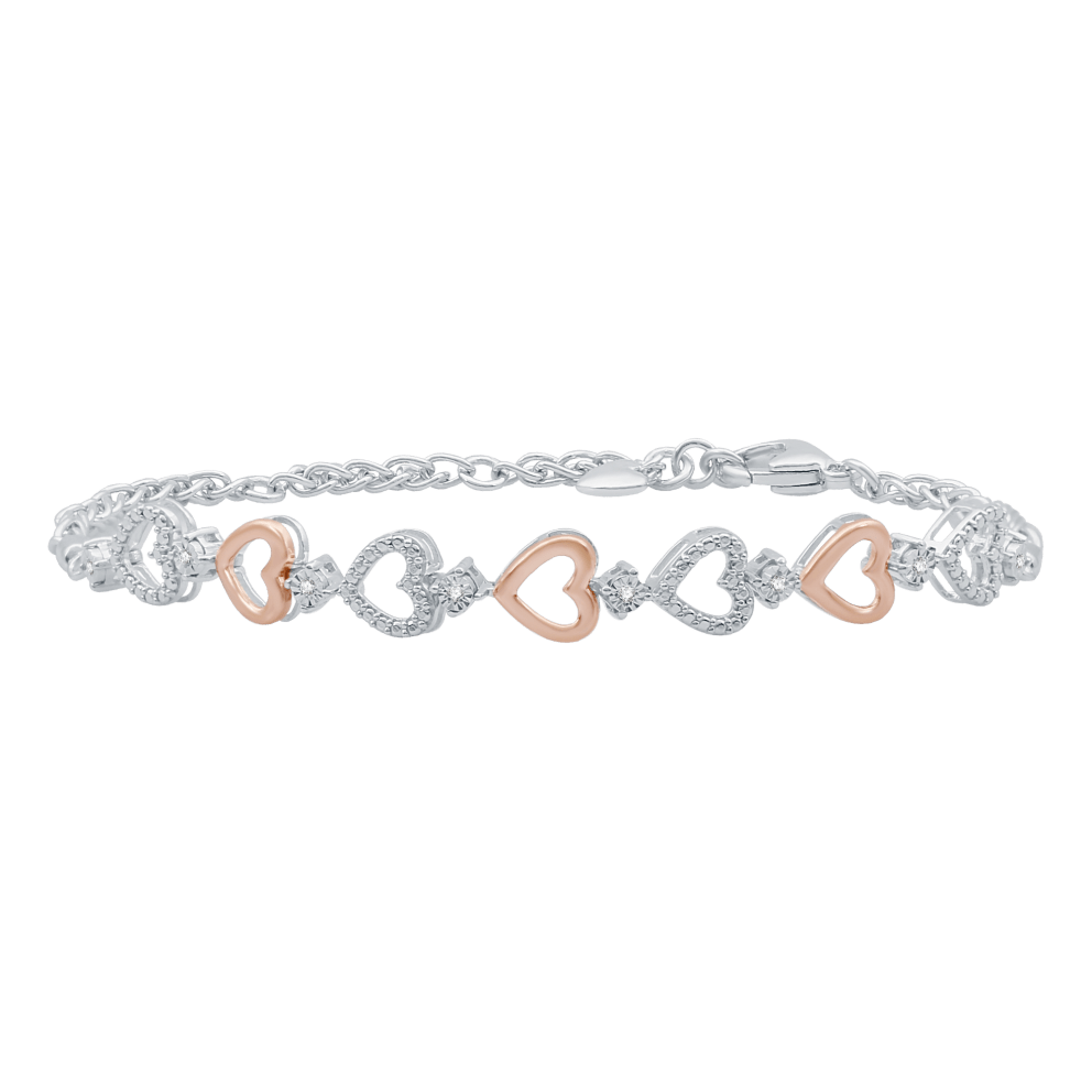 White Gold Heart with Solid Rose Gold Hearts