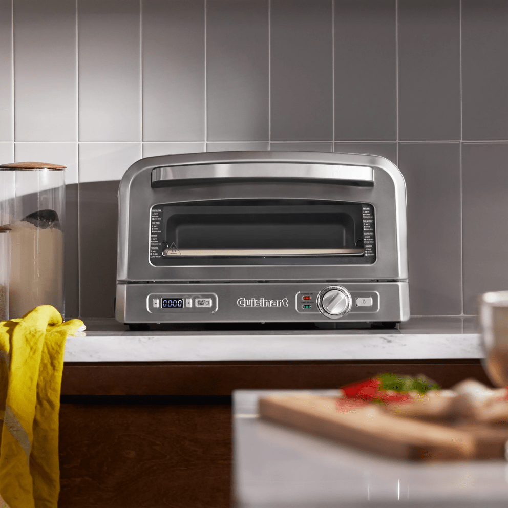Modern stainless steel finish complements any kitchen décor.