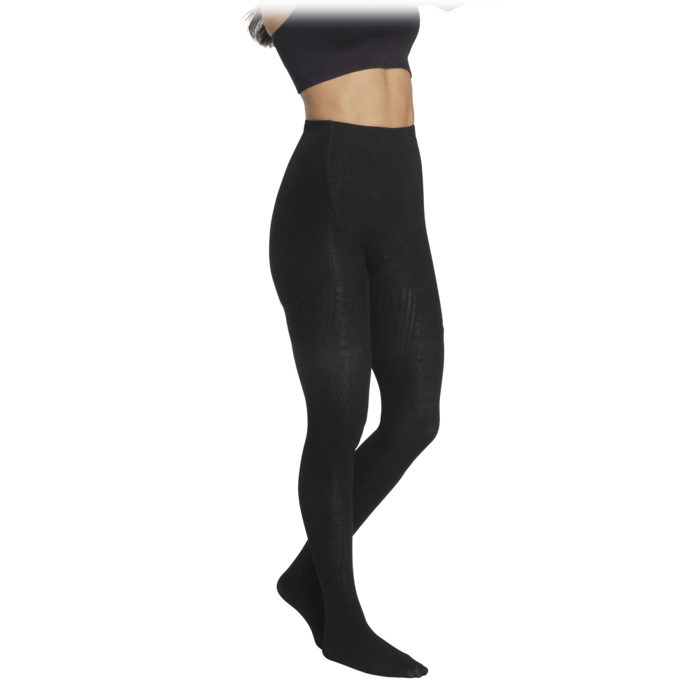 Diamond Cable Textured Black Tights