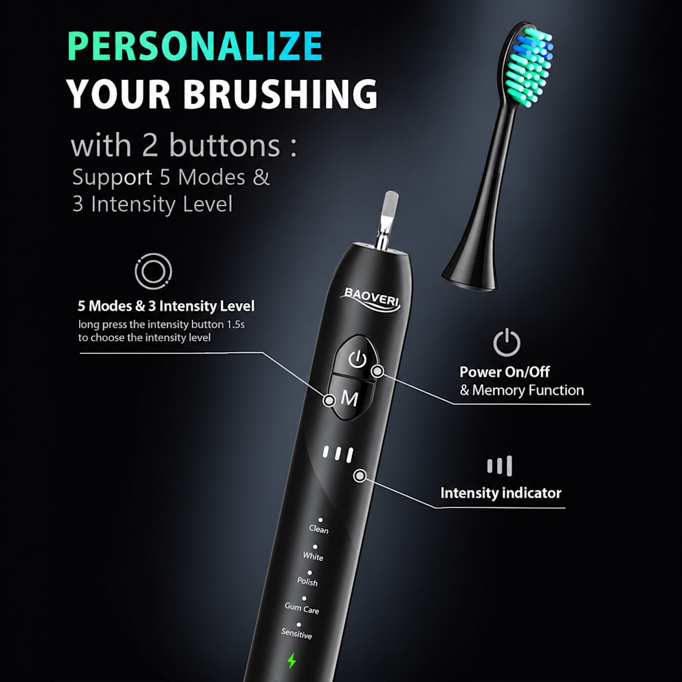 Customize your brushing with just 2 buttons