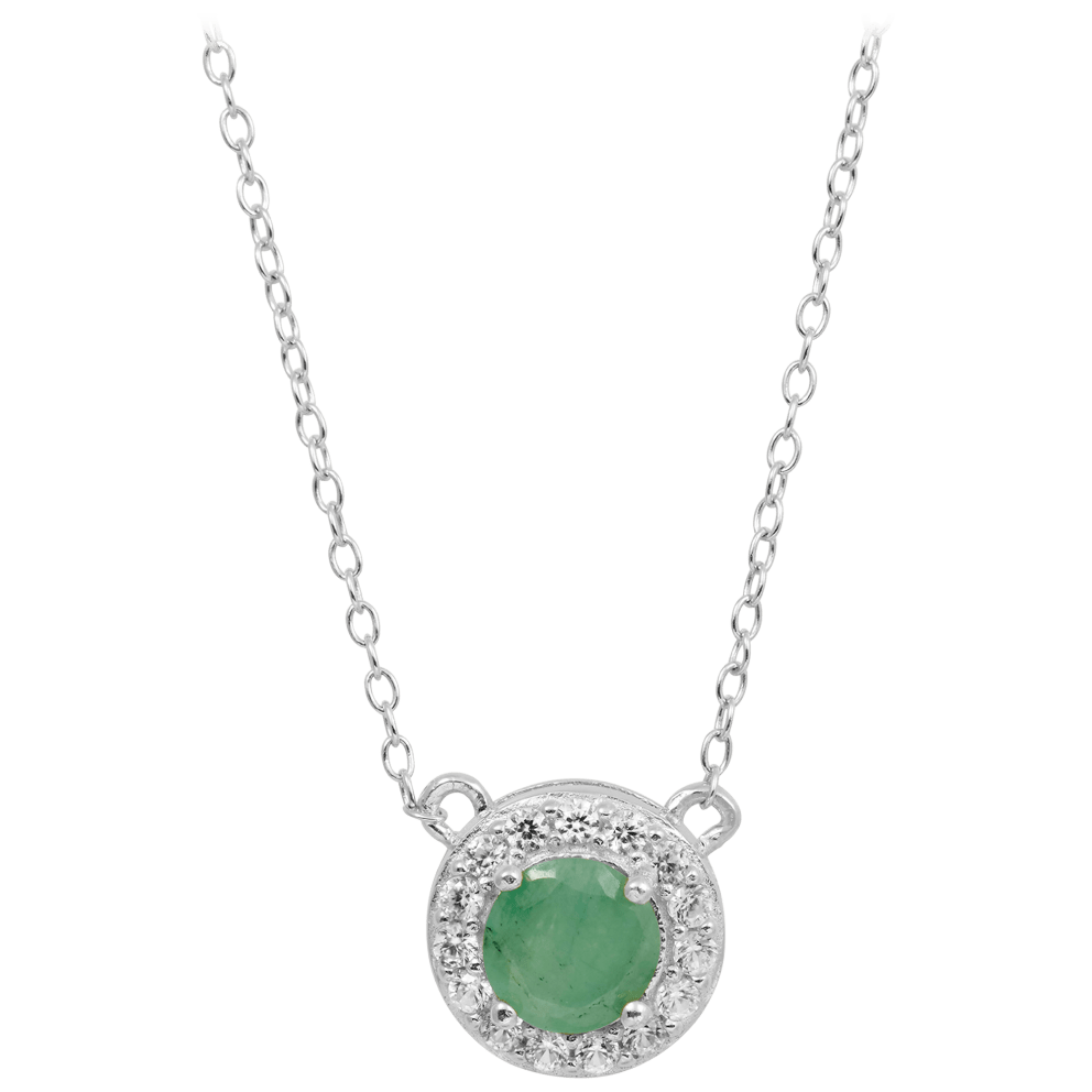 Emerald & White Topaz/Sterling Silver
