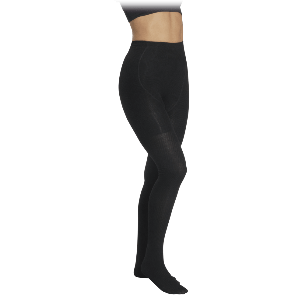 Ribbed Textured Black Tights