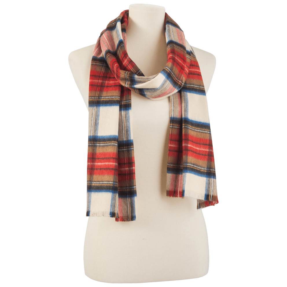 Cashmink Scarf Red/Ivory Plaid