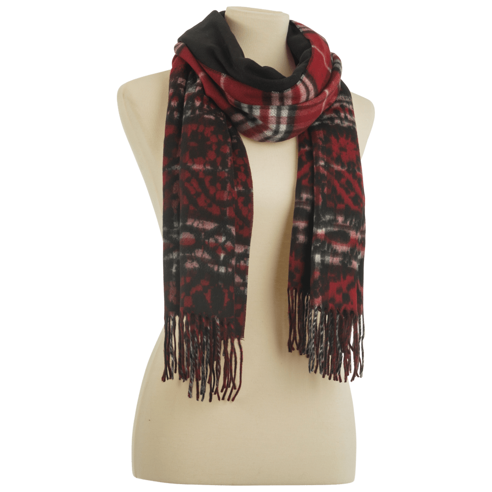 Rectangular Blanket Wrap Scarf Red Pattern