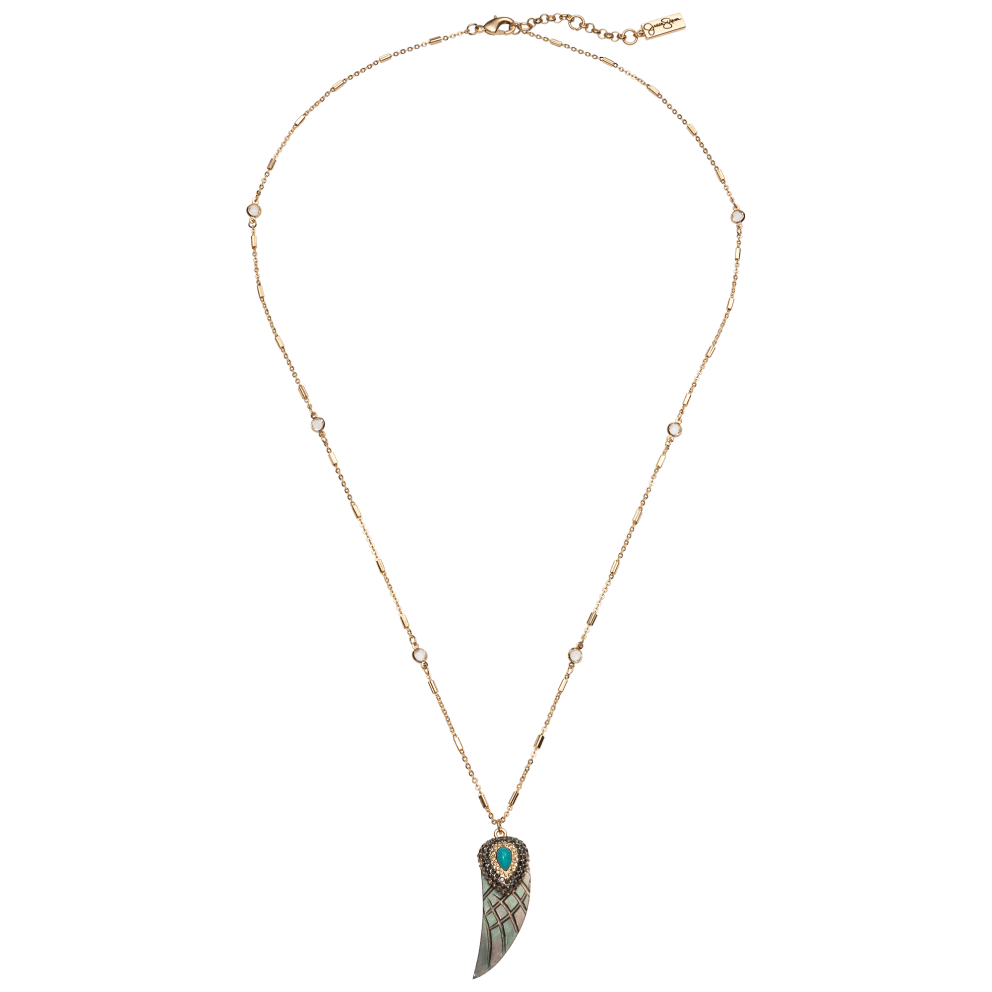 28" Gold Tone and Abalone Wing Pendant
