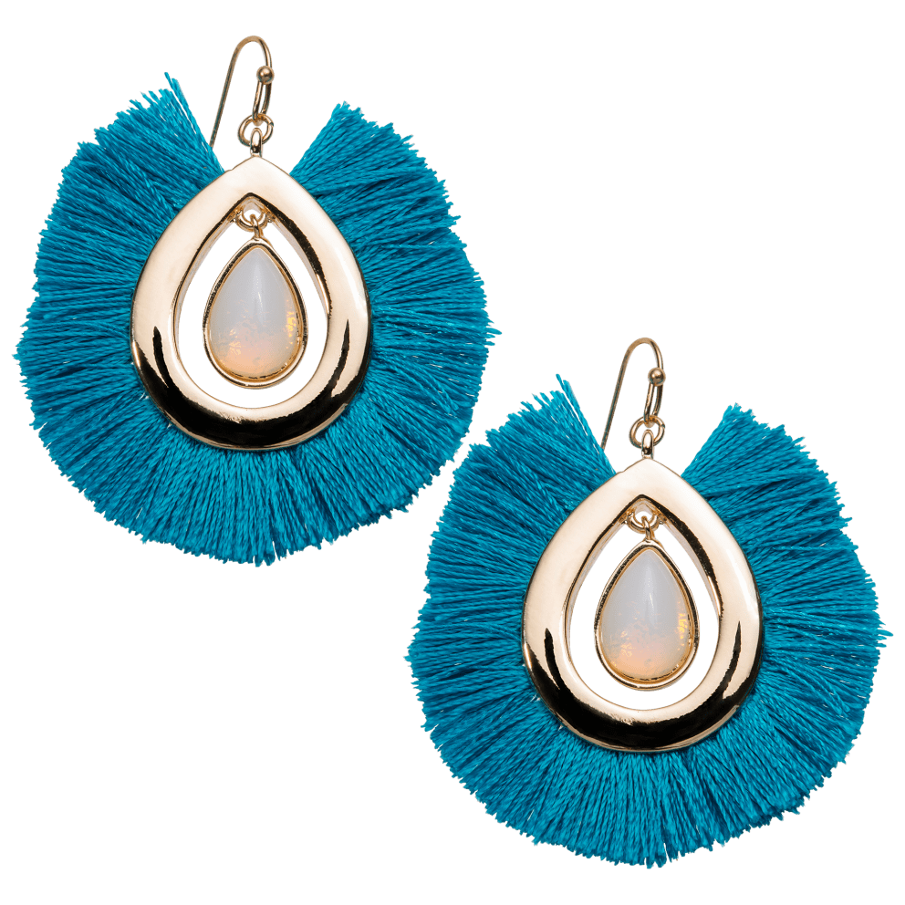 Fan Earrings - Blue