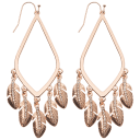 Teardrop Earrings with Feathers - Rose Gold Tone