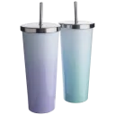 2-Pack: 24oz Ombre Tumblers (Purple & Green)
