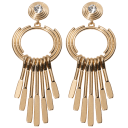 Circle Drop Earrings with Stick Drops - Gold Tone