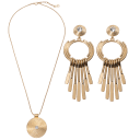 Gold Circle Drop Earrings & Gold Circle-Lined Pendant