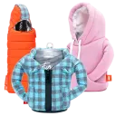 Sleeping Bag / Blue Flannel / Dusty Rose Hoodie