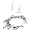 Rhodium Silver with White Pearls and White Sulu Earrings