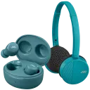 Green (Mini Earbuds) + Teal (Flats On-Ear Headphones)