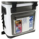 Exterior pocket with a window, that's great for phones and wallets