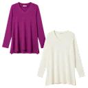 V-Neck Cream + Purple Grape