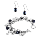 Rhodium Silver with Black Pearls and Black Sulu Earrings