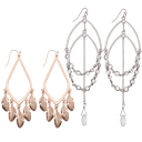 Silver Tone Teardrop Earrings & Feather Teardrop Earrings