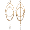 Double Teardrop Earrings - Gold Tone