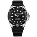 Silver Case and Black Rubber Strap Watch