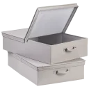 Dual access flip-top lid can be partially opened on either side to remove items