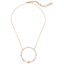 16" Circle w/ CZ Pendant Necklace - Gold Tone
