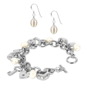 Rhodium Silver with White Pearls and White Sulu Earrings