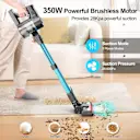 350W motor delivers up to 28kPa suction with 3 power modes