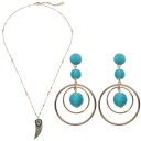 Turquoise Elliptical Earrings & Abalone Wing Pendant