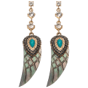 Gold Tone and Abalone Wing Drop Earrings