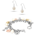 Multicolor Rhodium Silver with White Pearls and White Sulu Earrings