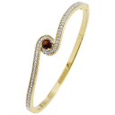 This bangle boasts a sophisticated two-tone design, blending luxurious 18K silver & radiant gold plating for a stunning contrast (Garnet)