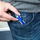 Fits easily in your pocket with no key pokes
