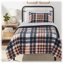 Navy and Orange Plaid