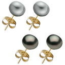 Silver and Black Pearls with Yellow Gold