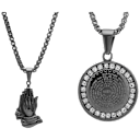 Black IP Stainless Steel with Simulated Diamonds