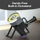 Integrated stand for hands-free lighting.