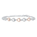 White Gold Heart with Solid Rose Gold Hearts