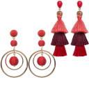 Elliptical Earrings & Red Tassel Earrings