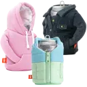 Denim Jacket, Pink Hoodie, Pastel Puffy Vest