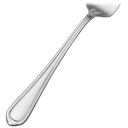 Yvonne flatware features teardrop handles with a thin border band, it curves to a subtle, flaring accent at the tip