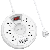 Bestek 6' Extension Cord Travel Power Strip with 4 USB Ports & 6-Outlet